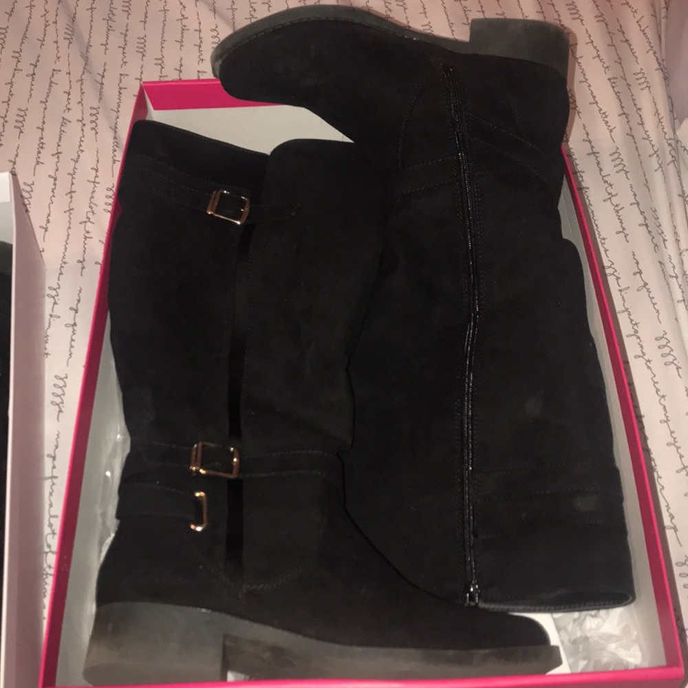 Boots Shoe Dazzle Black Wide Tall Boots